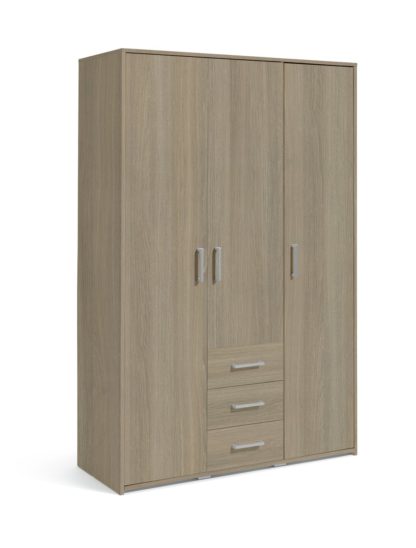 An Image of Argos Home Oslo 3 Door 3 Drawer Wardrobe - Grey Oak Effect