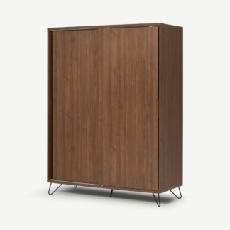 An Image of Elona Sliding Wardrobe, Walnut Effect & Black