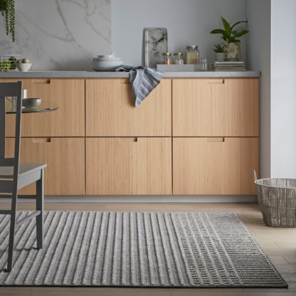 An Image of PractiRug Fletcher Stripe Washable Rug Grey