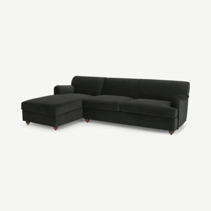 An Image of Orson Left Hand Facing Chaise End Sofa Bed, Mourne Grey Recycled Velvet