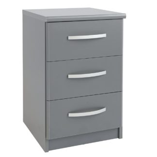 An Image of Argos Home Hallingford 3 Drawer Bedside Table - Grey
