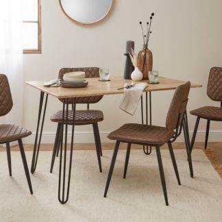 An Image of Bella Hairpin Leg Rectangular Dining Table Brown