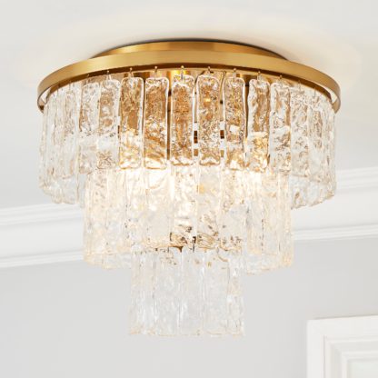 662b6cdad2a3f902246453542d07529424023db96f3b8a0aa97401b9ae57e669.jpg An Image of Mankai Textured Glass Flush Ceiling Fitting Gold