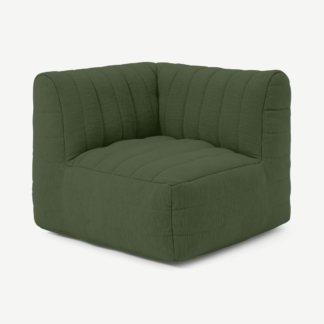 An Image of Gus Quilted Corner Modular Bean Seat, Olive Cotton Slub