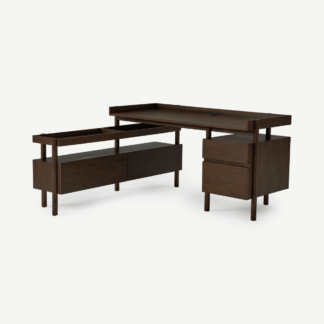 An Image of Klement Corner Desk, Dark Stain Acacia