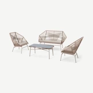 An Image of Copa Garden Lounge Set, Oatmeal & Grey