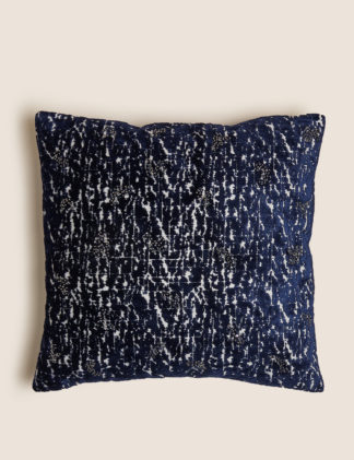 An Image of M&S Velvet Embellished Embroidered Cushion