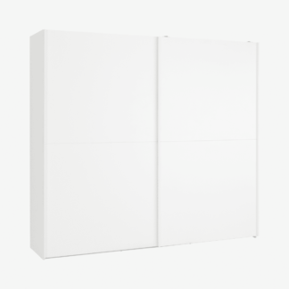 An Image of Elso Sliding Wardrobe 240cm, White Frame with White Effect Doors