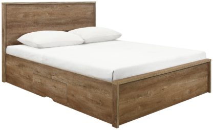 An Image of Birlea Stockwell Kingsize Rustic Wood Effect Bed Frame -Oak