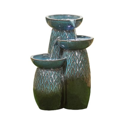 6ad54d9256a8eead08befc0eb4b5814191da4394f26ff159d80cf0c1f6d7370b.jpg An Image of Stylish Fountain Glazed Trio Water Feature with LEDs