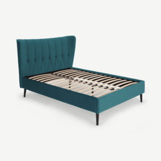 An Image of Charley King Size Bed, Teal Blue Velvet