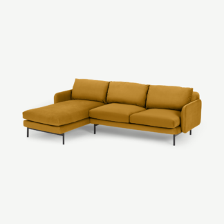 An Image of Miro Left Hand Facing Chaise End Corner Sofa, Vintage Ochre Velvet