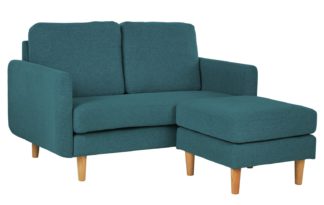 An Image of Habitat Remi 2 Seater Fabric Chaise in a Box - Teal