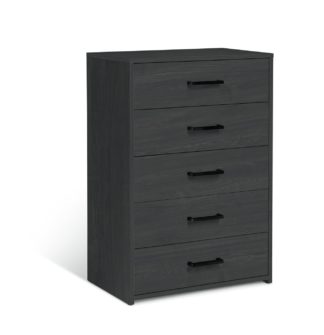 An Image of Argos Home Oslo 5 Drawer Chest - Black Oak Effect