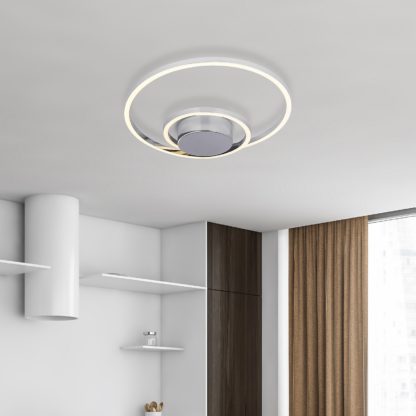 An Image of Sasha LED Flush Ceiling Light - Chrome & Crystal