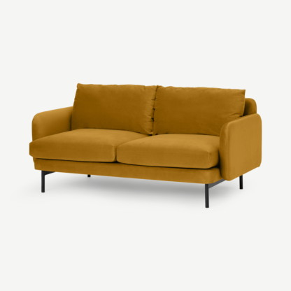 An Image of Miro Large 2 Seater Sofa, Vintage Ochre Recycled Velvet