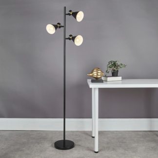 An Image of Balham 3 Light Floor Lamp - Black & Brass