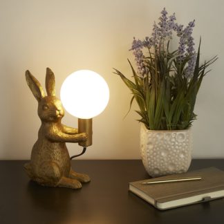 An Image of Rabbit Table Lamp - Gold & Glass
