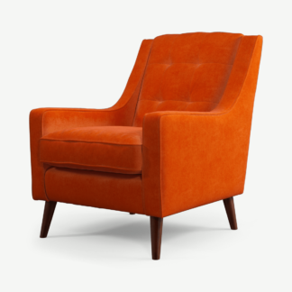 An Image of Content by Terence Conran Tobias Armchair, Paprika Recycled Velvet with Dark Wood Legs