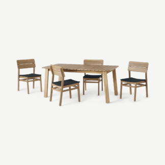 An Image of Jala Garden Dining Set, Acacia Wood and Black