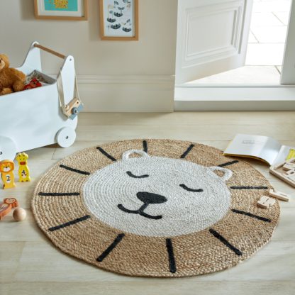 An Image of Jute Lion Circle Rug Natural