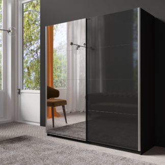 An Image of Lincoln 180cm Part Mirrored Sliding Wardrobe Black
