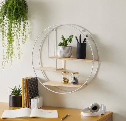 An Image of Circle Shelf White Pine White