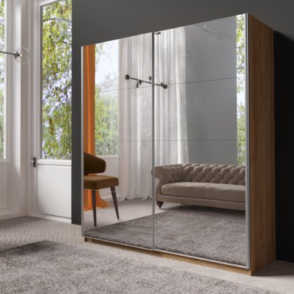 781fe0c30108adef682e456288051ae6cbbf54221fea1f4ce9393610bed49cc2.jpg An Image of Lincoln 180cm Mirrored Sliding Wardrobe Black