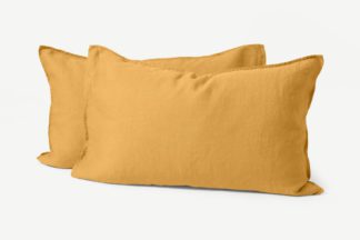 An Image of Brisa 100% Linen Set of 2 Pillowcases, Gold