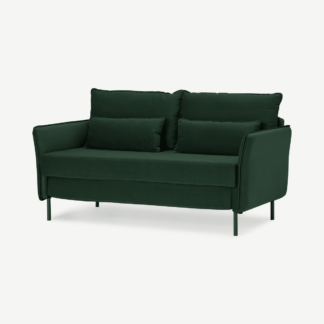 An Image of Purcell Sofa Bed, Moss Green Recycled Velvet