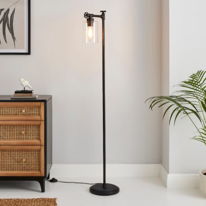 An Image of Bates 1 Light Industrial Floor Lamp Black