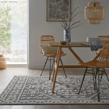 An Image of PractiRug Torres Global Washable Rug Grey