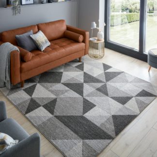 An Image of Geo Squares Square Rug Geo Squares Charcoal