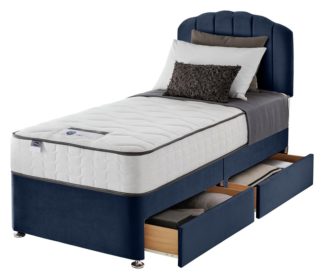 An Image of Silentnight Middleton 800Pkt Com Single 2Drw Divan Bed- Blue