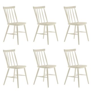 An Image of Habitat Talia 6 Solid Wood Dining Chairs - White