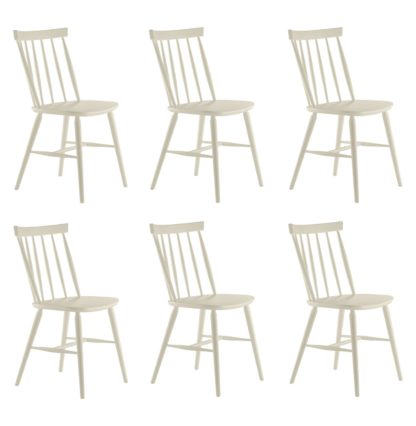 An Image of Habitat Talia 6 Solid Wood Dining Chairs - White