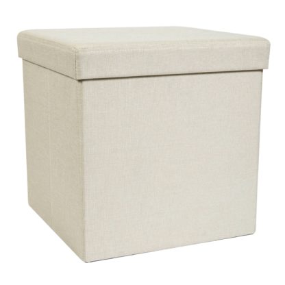 An Image of Foldable Cream Cube Ottoman Cream