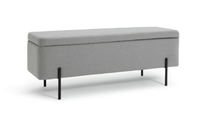 An Image of Habitat Rocco Fabric Ottoman - Black & Grey