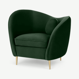 An Image of Kooper Accent Armchair, Moss Green Recycled Velvet