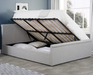 An Image of Stratus Grey Fabric Ottoman Storage Bed Frame - 4ft6 Double