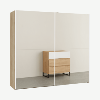 An Image of Elso Sliding Wardrobe 240cm, Oak Frame with Mirror Doors