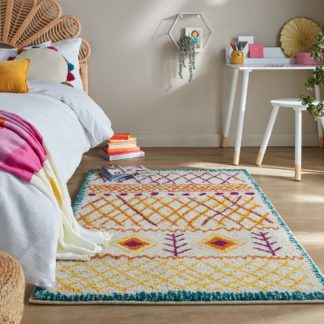 An Image of Aloe Sketchy Berber Rug Orange/Red/White