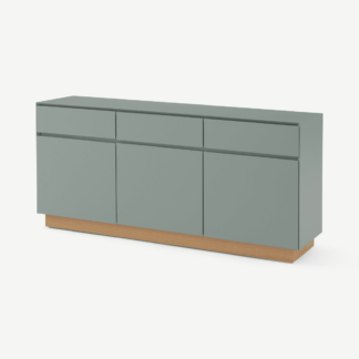 An Image of Elsdon Wide Sideboard, Concrete Blue & Oak