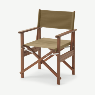 An Image of Botany Folding Director Garden Chair, Dark Acacia Wood & Olive