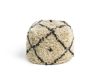 An Image of Habitat Gentry Wool Pouffe - White