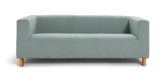 An Image of Habitat Moda 3 Seater Velvet Sofa - Duck Egg