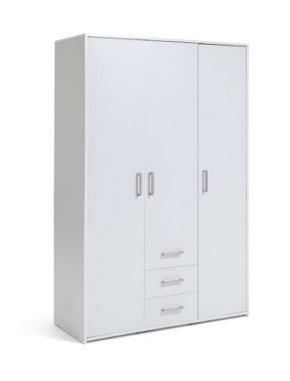 An Image of Argos Home Oslo 3 Door 3 Drawer Wardrobe - White