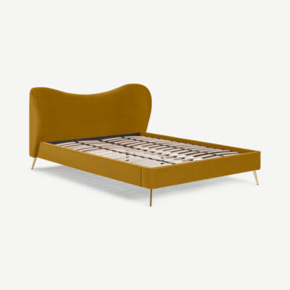 An Image of Kooper Double Bed, Marigold Velvet
