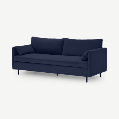 An Image of Hitomi Platform Sofa Bed, Navy Corduroy Velvet