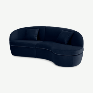 An Image of Reisa Right Hand Facing Chaise End Sofa, Ink Blue Velvet